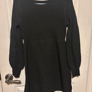 SHEIN Black Textured Long Sleeve Dress